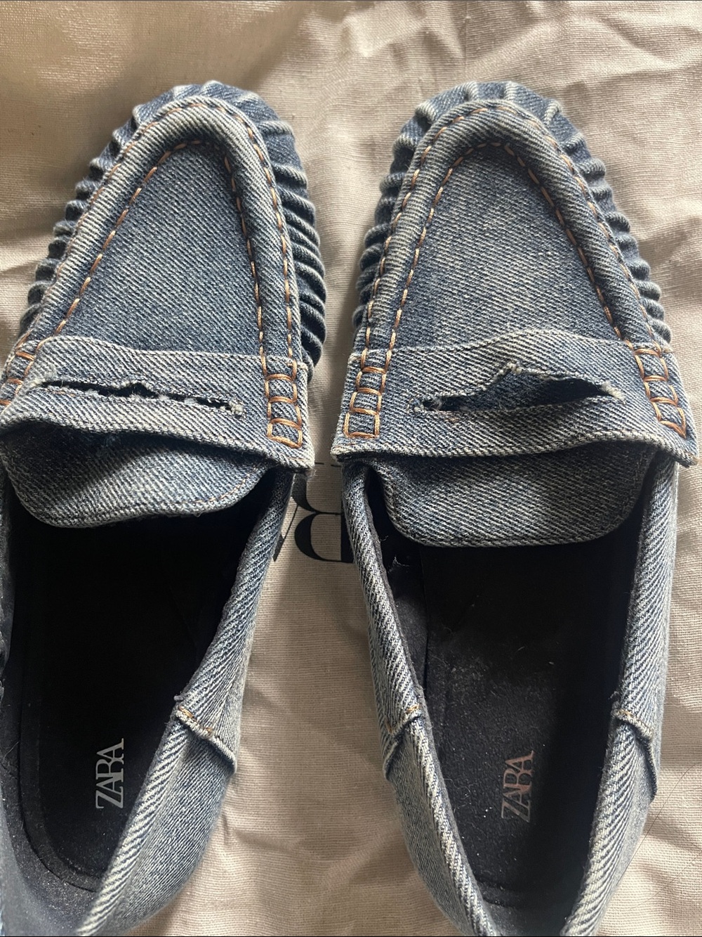 ZARA Men’s Denim Penny Loafers in Blue